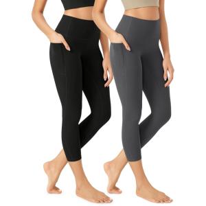 imageODODOS ODCLOUD 2Pack Buttery Soft Lounge Yoga Leggings with Pockets for Women 23quot  25quot  28quot High Waist Yoga PantsBlackcharcoal