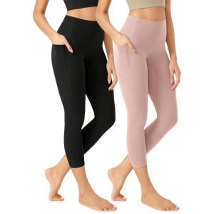 imageODODOS ODCLOUD 2Pack Buttery Soft Lounge Yoga Leggings with Pockets for Women 23quot  25quot  28quot High Waist Yoga PantsBlackdusty Pink
