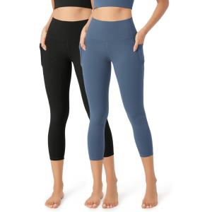 imageODODOS ODCLOUD 2Pack Buttery Soft Lounge Yoga Leggings with Pockets for Women 23quot  25quot  28quot High Waist Yoga PantsBlackink Blue