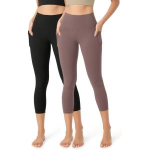 imageODODOS ODCLOUD 2Pack Buttery Soft Lounge Yoga Leggings with Pockets for Women 23quot  25quot  28quot High Waist Yoga PantsBlackpurple Taupe