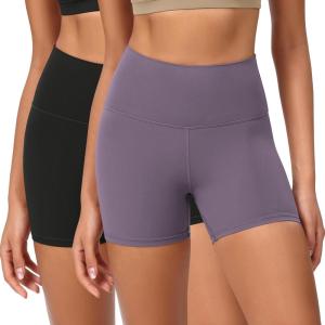 imageODODOS ODCLOUD 2Pack Lounge Yoga Shorts for Women 4quot  6quot  8quot 10quot High Waist Buttery Soft Biker ShortsBlackash Violet