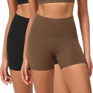 imageODODOS ODCLOUD 2Pack Lounge Yoga Shorts for Women 4quot  6quot  8quot 10quot High Waist Buttery Soft Biker ShortsBlackbrunette
