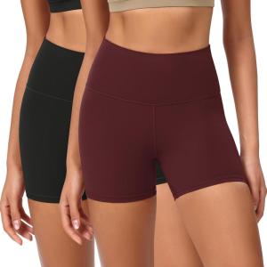 imageODODOS ODCLOUD 2Pack Lounge Yoga Shorts for Women 4quot  6quot  8quot 10quot High Waist Buttery Soft Biker ShortsBlackburgundy