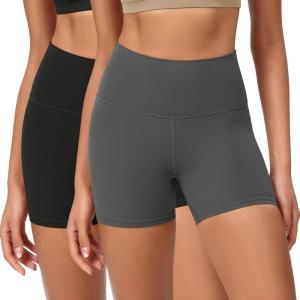 imageODODOS ODCLOUD 2Pack Lounge Yoga Shorts for Women 4quot  6quot  8quot 10quot High Waist Buttery Soft Biker ShortsBlackcharcoal