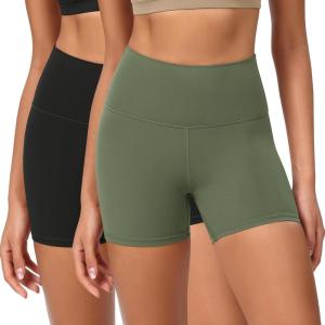 imageODODOS ODCLOUD 2Pack Lounge Yoga Shorts for Women 4quot  6quot  8quot 10quot High Waist Buttery Soft Biker ShortsBlackdark Olive