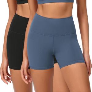 imageODODOS ODCLOUD 2Pack Lounge Yoga Shorts for Women 4quot  6quot  8quot 10quot High Waist Buttery Soft Biker ShortsBlackink Blue