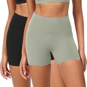 imageODODOS ODCLOUD 2Pack Lounge Yoga Shorts for Women 4quot  6quot  8quot 10quot High Waist Buttery Soft Biker ShortsBlacklime Stone