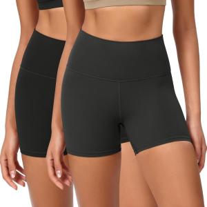 imageODODOS ODCLOUD 2Pack Lounge Yoga Shorts for Women 4quot  6quot  8quot 10quot High Waist Buttery Soft Biker ShortsBlackonyx Black Grey