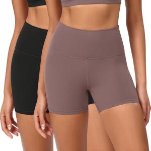 imageODODOS ODCLOUD 2Pack Lounge Yoga Shorts for Women 4quot  6quot  8quot 10quot High Waist Buttery Soft Biker ShortsBlackpurple Taupe