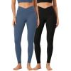 imageODODOS 2 Pack Buttery Soft Cross Waist Leggings for Women ODCLOUD 25quot  28quot Crossover Lounge Yoga PantsBlackink Blue
