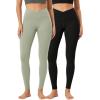 imageODODOS 2 Pack Buttery Soft Cross Waist Leggings for Women ODCLOUD 25quot  28quot Crossover Lounge Yoga PantsBlacklime Stone