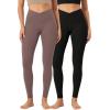 imageODODOS 2 Pack Buttery Soft Cross Waist Leggings for Women ODCLOUD 25quot  28quot Crossover Lounge Yoga PantsBlackpurple Taupe
