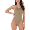 imageODODOS 2 Pack Seamless Bodysuit for Women Ribbed Tank Top Sexy Sleeveless BodysuitsTaupemushroom Strappy