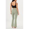 imageODODOS Cloud Feeling Crossover Flared Pants with Pockets for Women Cross Waist Bootcut Lounge Yoga Pants 30quot  32quot InseamLime Stone