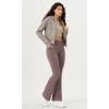 imageODODOS Cloud Feeling Crossover Flared Pants with Pockets for Women Cross Waist Bootcut Lounge Yoga Pants 30quot  32quot InseamPurple Taupe