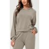imageODODOS Modal Soft Long Sleeve Cropped Hoodie for Women Oversized Pullover Sweatshirts with PocketKhaki