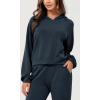 imageODODOS Modal Soft Long Sleeve Cropped Hoodie for Women Oversized Pullover Sweatshirts with PocketNavy
