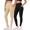 imageODODOS ODLEX 2Pack 78 High Waist Workout Leggings with Pockets for Women 25quot 28quot Tummy Control Athletic Yoga PantsBlackbeige