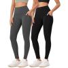 imageODODOS ODLEX 2Pack 78 High Waist Workout Leggings with Pockets for Women 25quot 28quot Tummy Control Athletic Yoga PantsBlackcharcoal