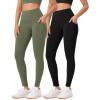 imageODODOS ODLEX 2Pack 78 High Waist Workout Leggings with Pockets for Women 25quot 28quot Tummy Control Athletic Yoga PantsBlackdark Olive