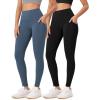 imageODODOS ODLEX 2Pack 78 High Waist Workout Leggings with Pockets for Women 25quot 28quot Tummy Control Athletic Yoga PantsBlackink Blue