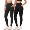 imageODODOS ODLEX 2Pack 78 High Waist Workout Leggings with Pockets for Women 25quot 28quot Tummy Control Athletic Yoga PantsBlackonyx Black Grey
