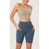 imageODODOS ODLEX 2Pack High Waist Workout Shorts with Pockets for Women 6quot8quot Inseam Tummy Control Gym Athletic Biker ShortsBlackink Blue