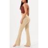 imageODODOS Womens Cross Waist Bootcut Yoga Pants with Inner Pocket Non See Through Bootleg Gym Workout PantsBeige