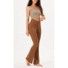 imageODODOS Womens Cross Waist Bootcut Yoga Pants with Inner Pocket Non See Through Bootleg Gym Workout PantsCaramel