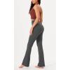 imageODODOS Womens Cross Waist Bootcut Yoga Pants with Inner Pocket Non See Through Bootleg Gym Workout PantsCharcoal