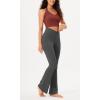 imageODODOS Womens Cross Waist Bootcut Yoga Pants with Inner Pocket Non See Through Bootleg Gym Workout PantsCharcoal