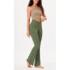 imageODODOS Womens Cross Waist Bootcut Yoga Pants with Inner Pocket Non See Through Bootleg Gym Workout PantsDark Olive