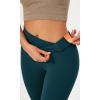 imageODODOS Womens Cross Waist Bootcut Yoga Pants with Inner Pocket Non See Through Bootleg Gym Workout PantsForest Teal