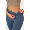 imageODODOS Womens Cross Waist Bootcut Yoga Pants with Inner Pocket Non See Through Bootleg Gym Workout PantsInk Blue