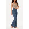 imageODODOS Womens Cross Waist Bootcut Yoga Pants with Inner Pocket Non See Through Bootleg Gym Workout PantsInk Blue
