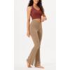 imageODODOS Womens Cross Waist Bootcut Yoga Pants with Inner Pocket Non See Through Bootleg Gym Workout PantsLight Brown