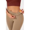 imageODODOS Womens Cross Waist Bootcut Yoga Pants with Inner Pocket Non See Through Bootleg Gym Workout PantsLight Brown