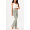 imageODODOS Womens Cross Waist Bootcut Yoga Pants with Inner Pocket Non See Through Bootleg Gym Workout PantsLight Grey