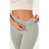 imageODODOS Womens Cross Waist Bootcut Yoga Pants with Inner Pocket Non See Through Bootleg Gym Workout PantsLight Grey