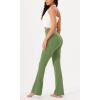 imageODODOS Womens Cross Waist Bootcut Yoga Pants with Inner Pocket Non See Through Bootleg Gym Workout PantsLight Olive