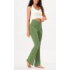 imageODODOS Womens Cross Waist Bootcut Yoga Pants with Inner Pocket Non See Through Bootleg Gym Workout PantsLight Olive