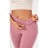 imageODODOS Womens Cross Waist Bootcut Yoga Pants with Inner Pocket Non See Through Bootleg Gym Workout PantsLilac