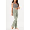 imageODODOS Womens Cross Waist Bootcut Yoga Pants with Inner Pocket Non See Through Bootleg Gym Workout PantsLime Stone