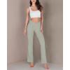 imageODODOS Womens Cross Waist Bootcut Yoga Pants with Inner Pocket Non See Through Bootleg Gym Workout PantsLime Stone