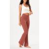 imageODODOS Womens Cross Waist Bootcut Yoga Pants with Inner Pocket Non See Through Bootleg Gym Workout PantsMauve