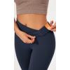 imageODODOS Womens Cross Waist Bootcut Yoga Pants with Inner Pocket Non See Through Bootleg Gym Workout PantsNavy