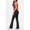imageODODOS Womens Cross Waist Bootcut Yoga Pants with Inner Pocket Non See Through Bootleg Gym Workout PantsOnyx Black Grey