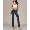 imageODODOS Womens Cross Waist Bootcut Yoga Pants with Inner Pocket Non See Through Bootleg Gym Workout PantsOnyx Black Grey