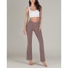 imageODODOS Womens Cross Waist Bootcut Yoga Pants with Inner Pocket Non See Through Bootleg Gym Workout PantsPurple Taupe