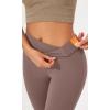 imageODODOS Womens Cross Waist Bootcut Yoga Pants with Inner Pocket Non See Through Bootleg Gym Workout PantsPurple Taupe